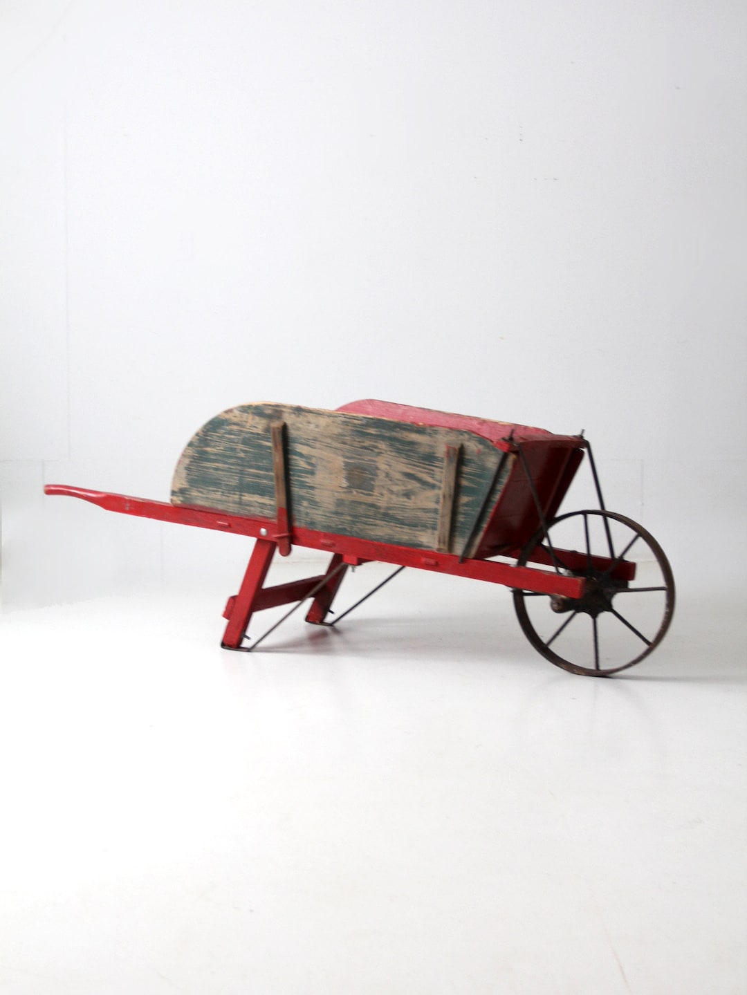 Antique Wooden Wheelbarrow Etsy