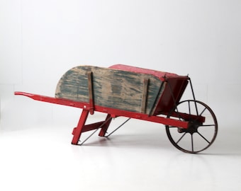 antique wooden wheelbarrow