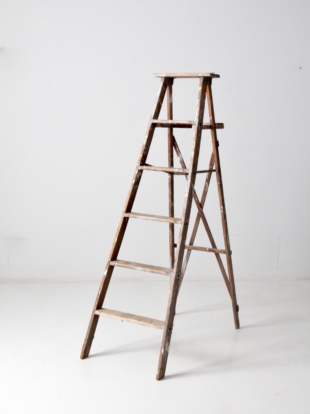 Vintage Painter's Ladder Wood Ladder Tall Folding Ladder Etsy