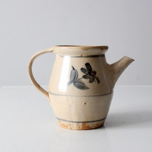 vintage studio pottery pitcher with lid image 1