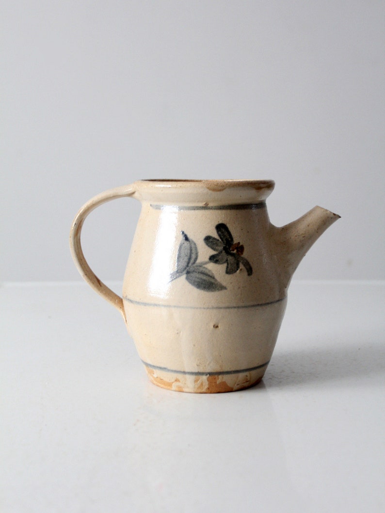 vintage studio pottery pitcher with lid image 1