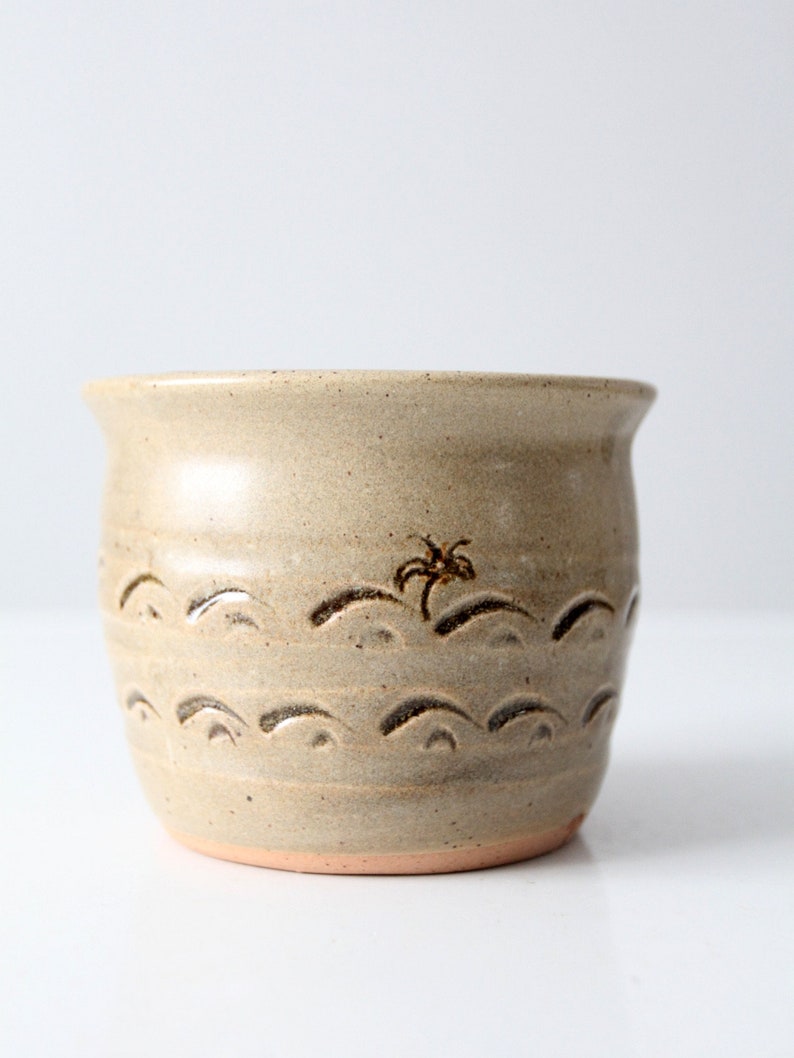 vintage palm tree studio pottery cachepot image 3