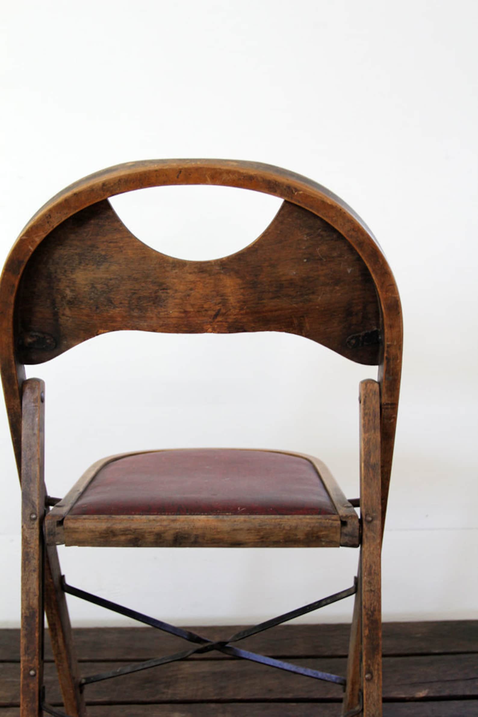 Vintage Folding Chair // Wood & Metal Folding Chair Etsy