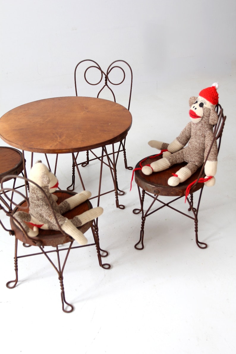 Antique Children's Ice Cream Parlor Table and Chairs Set Etsy