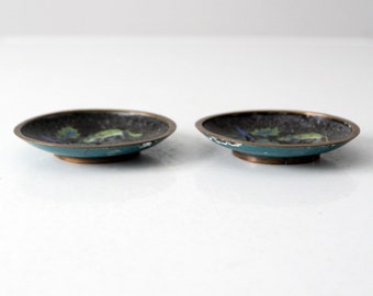ヴィンテージの中国製七宝焼き皿ペア - Etsy 日本