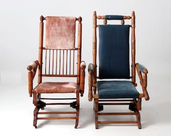 Victorian platform rocking chair pair