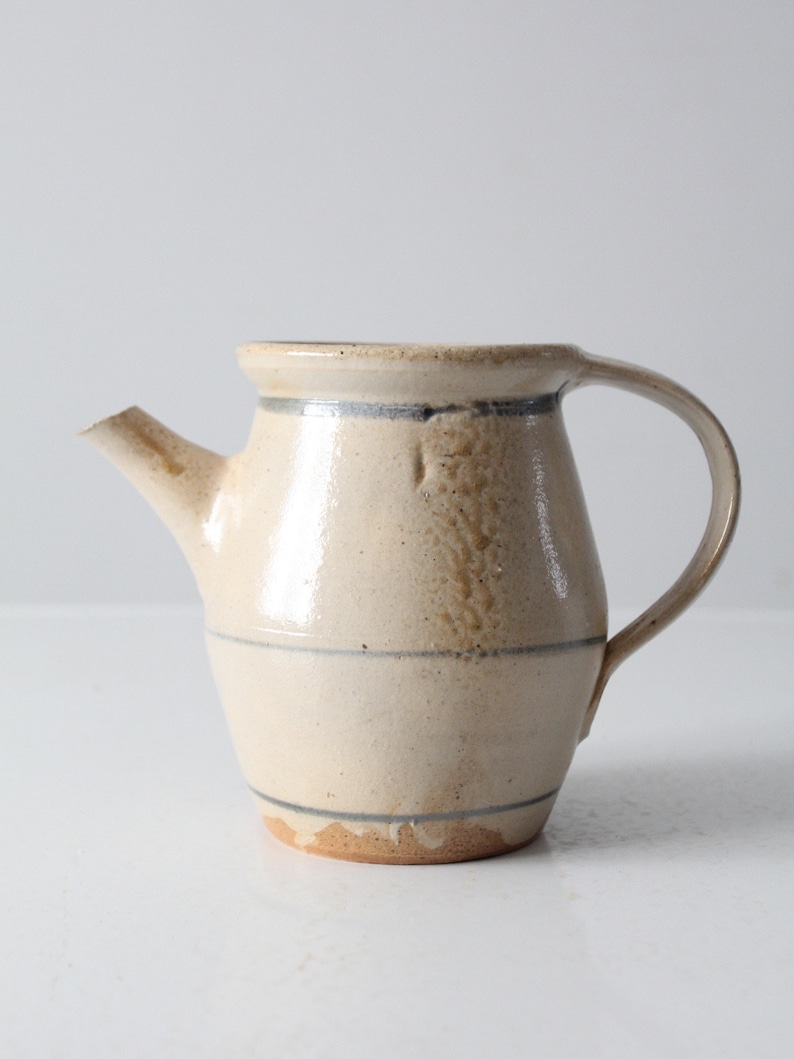 vintage studio pottery pitcher with lid image 4