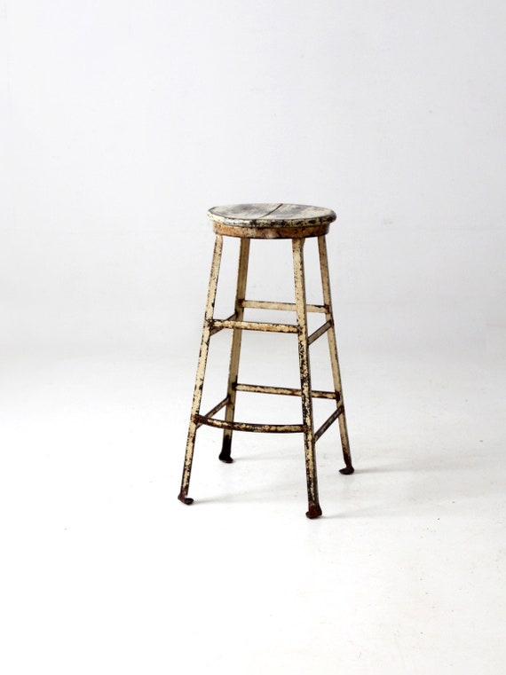 Vintage Industrial Stool With Wood Seat - Etsy Canada