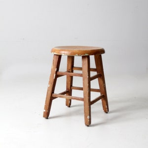 vintage low wooden stool