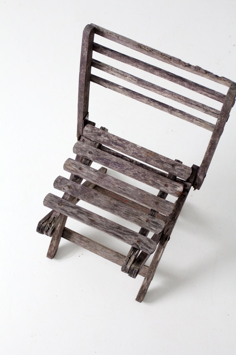 vintage children's chair, rustic wood folding chair image 5