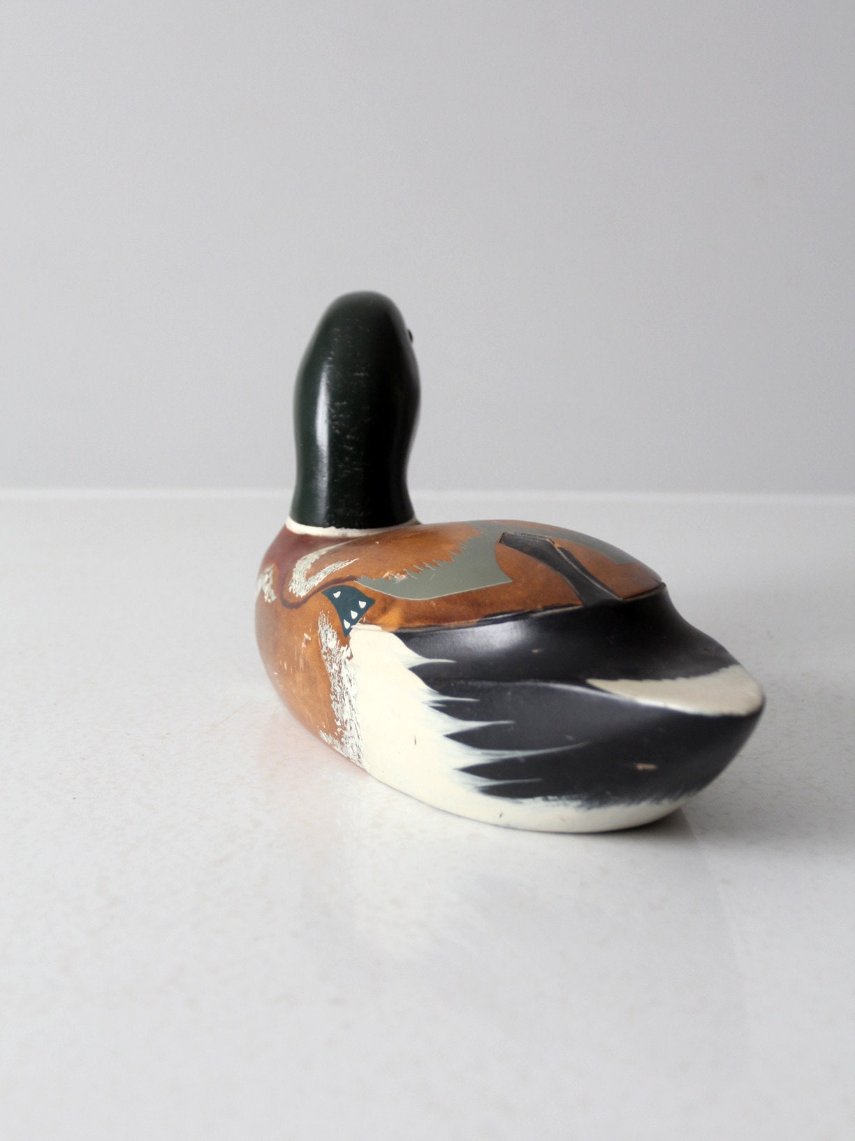 Leurre en bois de canard colvert vintage - France