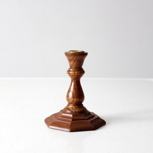 vintage wood candlestick holder image 4