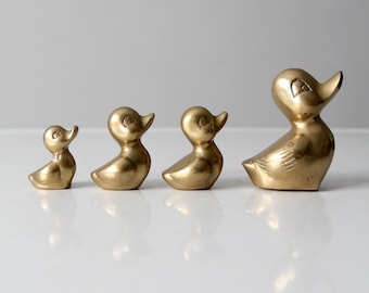 vintage brass ducks set of 4