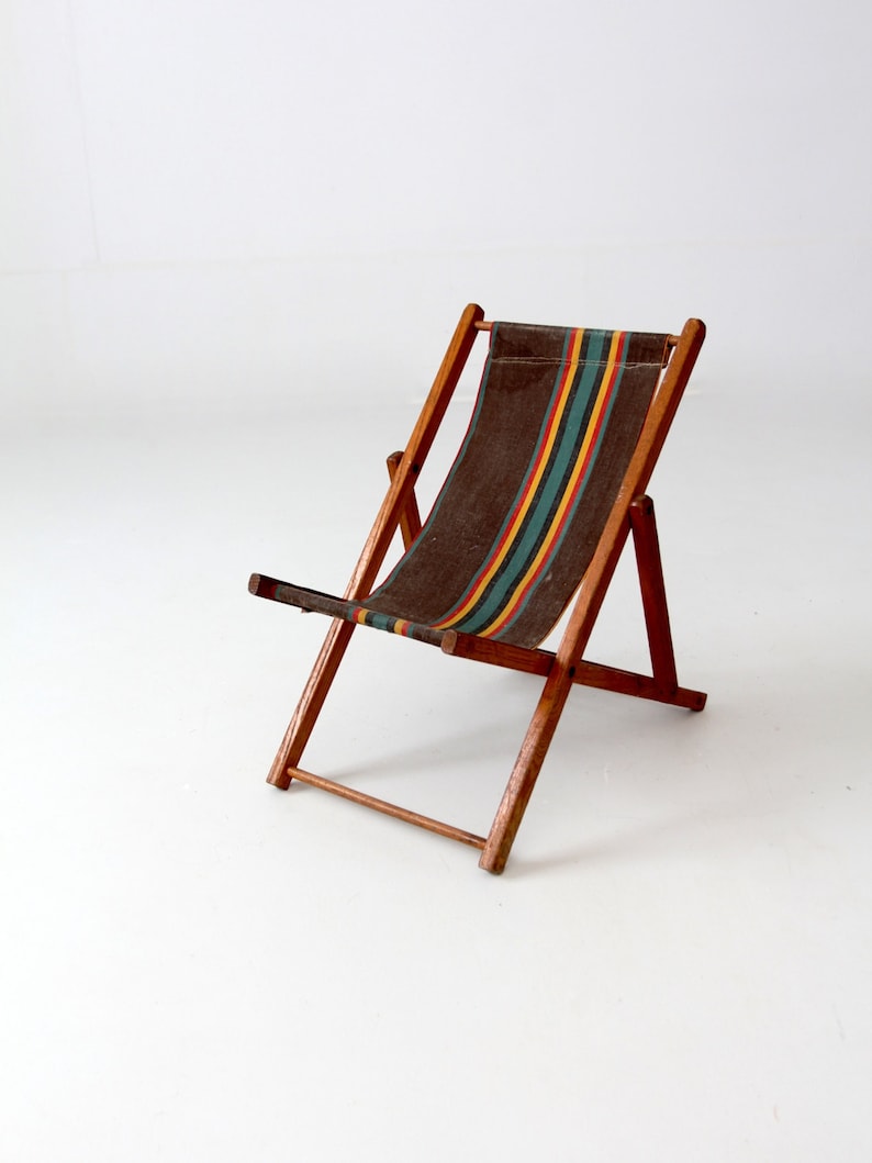 Vintage children's deck chair folding beach chair kids Etsy