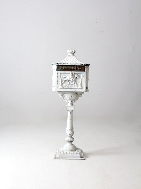 Antique Cast Iron Pedestal Mailbox Etsy