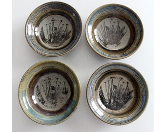 vintage handmade studio pottery bowls set of 4