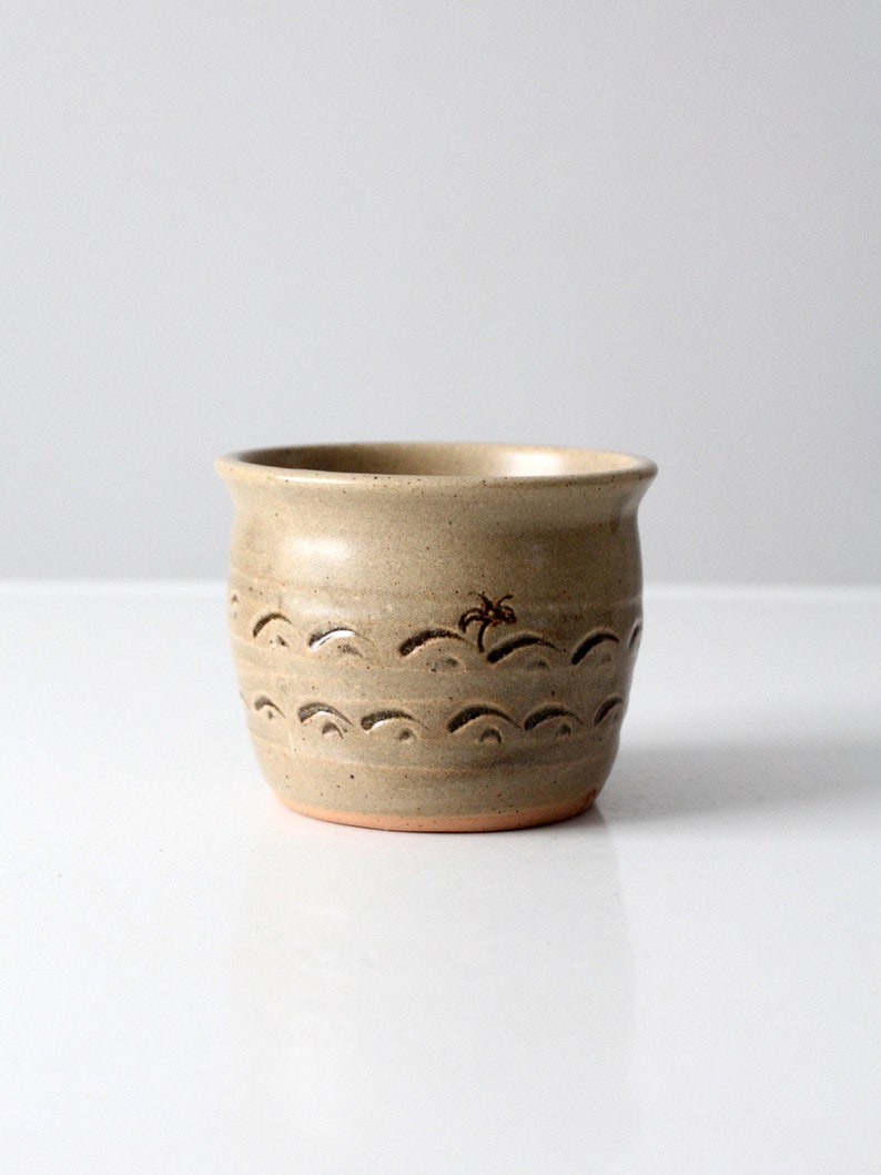 vintage palm tree studio pottery cachepot image 1