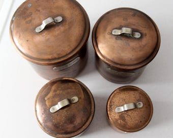 ヴィンテージ銅製キッチンキャニスター4個セット - Etsy 日本