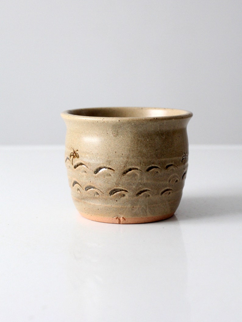 vintage palm tree studio pottery cachepot image 2