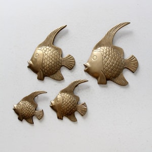 mid-century brass fish wall art set of 4