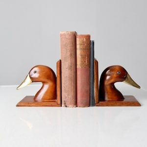 vintage wooden duck bookends