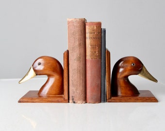 vintage wooden duck bookends