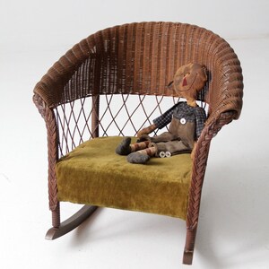 antique children's wicker rocking chair image 2