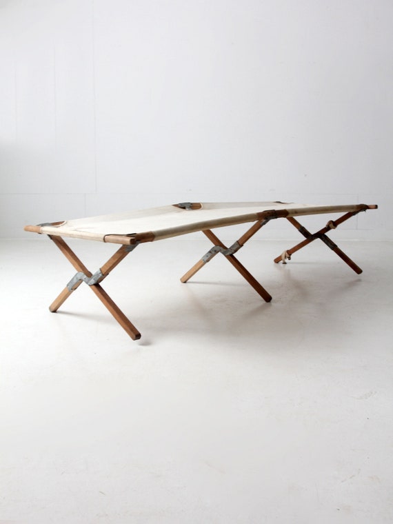 Vintage Wood & Canvas X-frame Cot - Etsy Israel