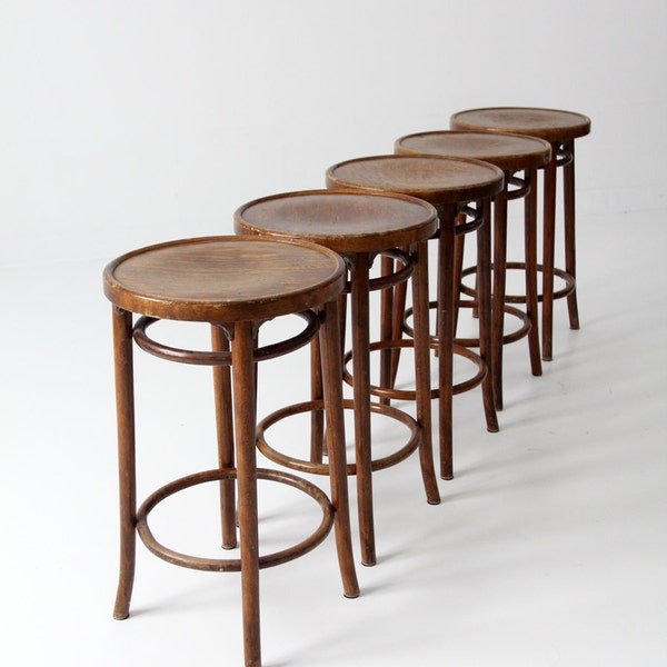 RESERVE - vintage bentwood stools, set of 3 wood stools