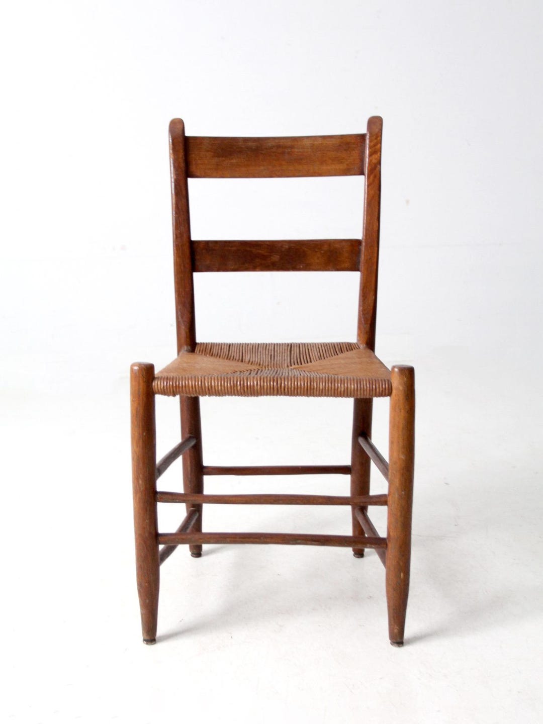 Rush Seat & Back 1960's ヴィンテージチェア　椅子 60s Antique Rush Seat Chair With Ladder Back - Etsy