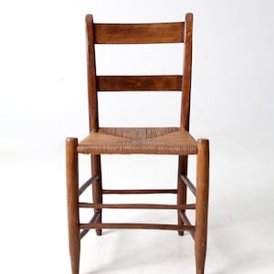 antique rush seat chair with ladder back