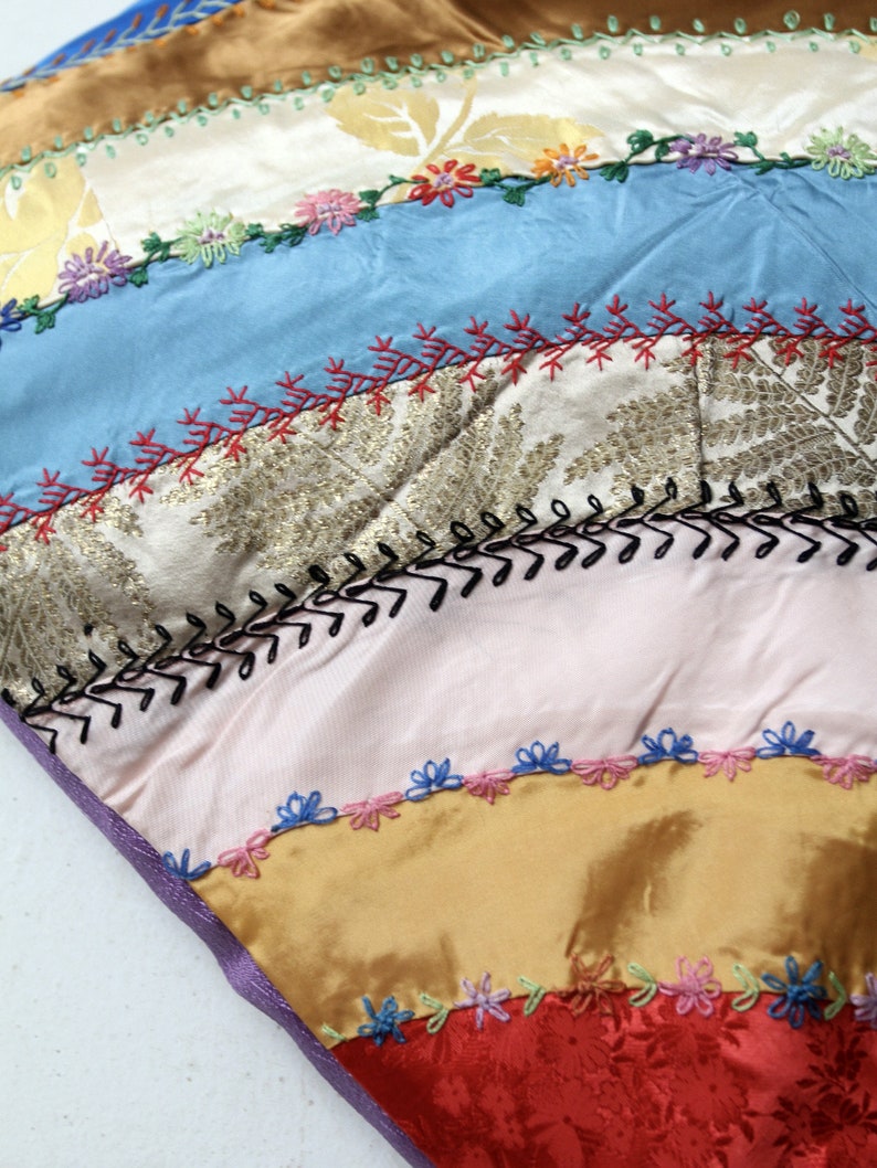 antique rainbow crazy quilt throw pillow image 7