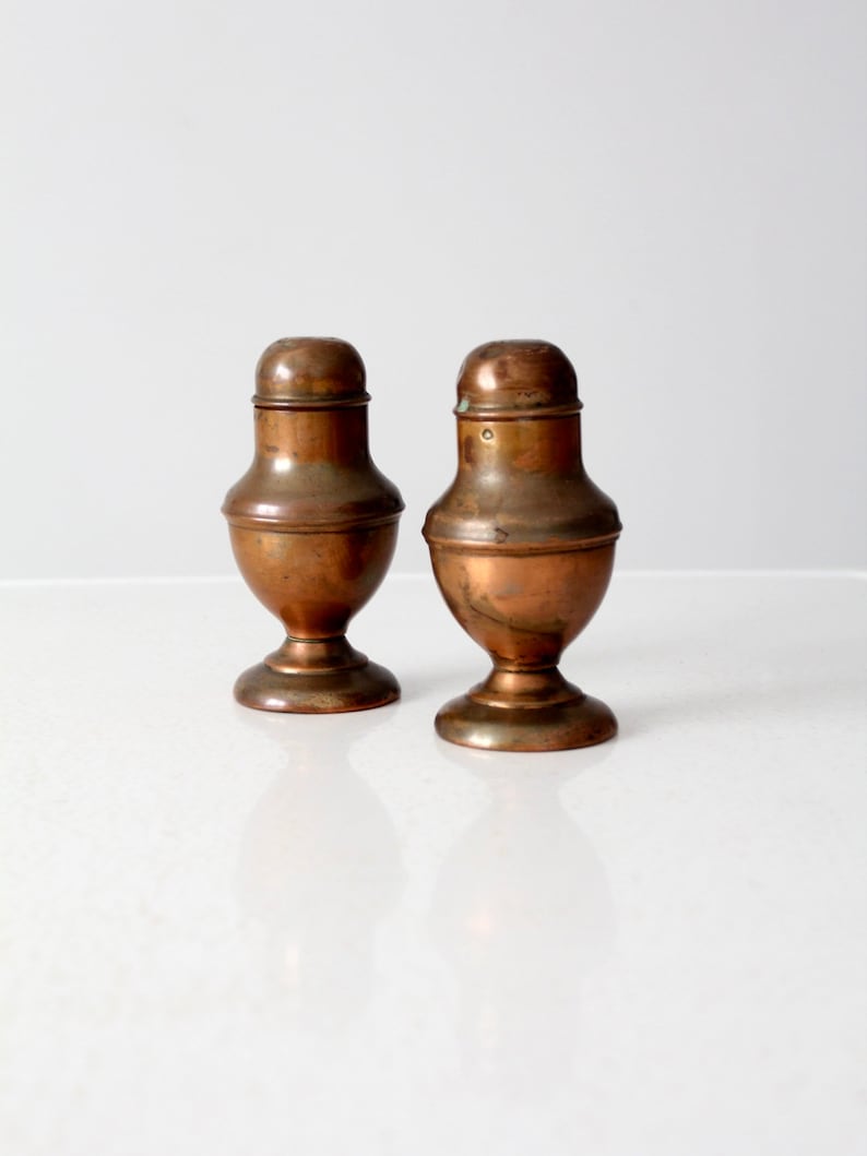 vintage copper salt and pepper shakers image 2