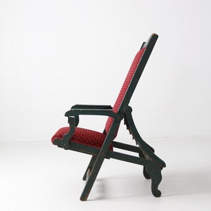 Victorian lawn chair, 1800s recliner chair, antique chair image 10