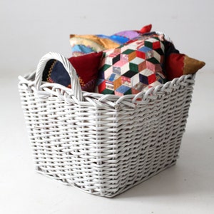 vintage large white storage basket image 2