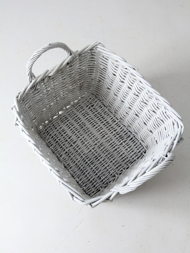 vintage large white storage basket image 4