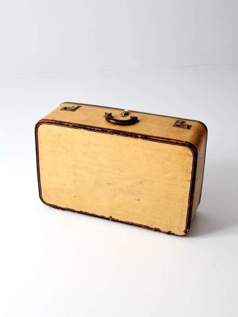 Vintage Suitcase Leather Trimmed Hardcase Luggage Etsy