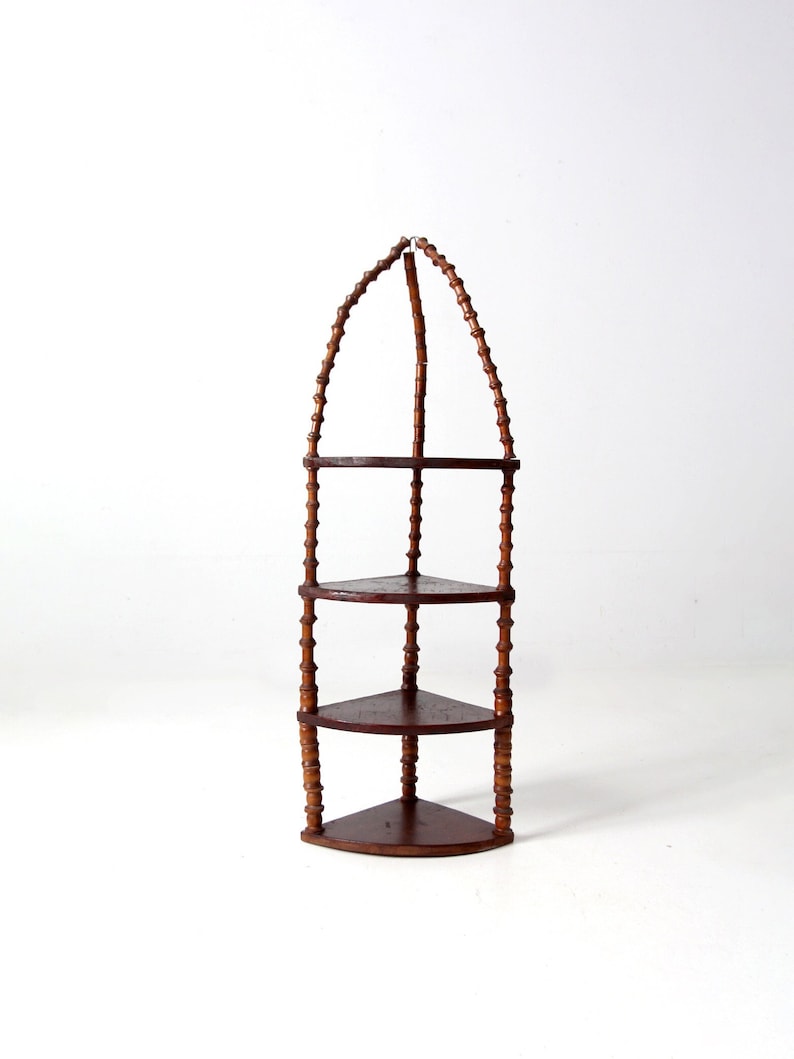 Antique Folk Art Spool Corner Shelf - Thumbnail 3