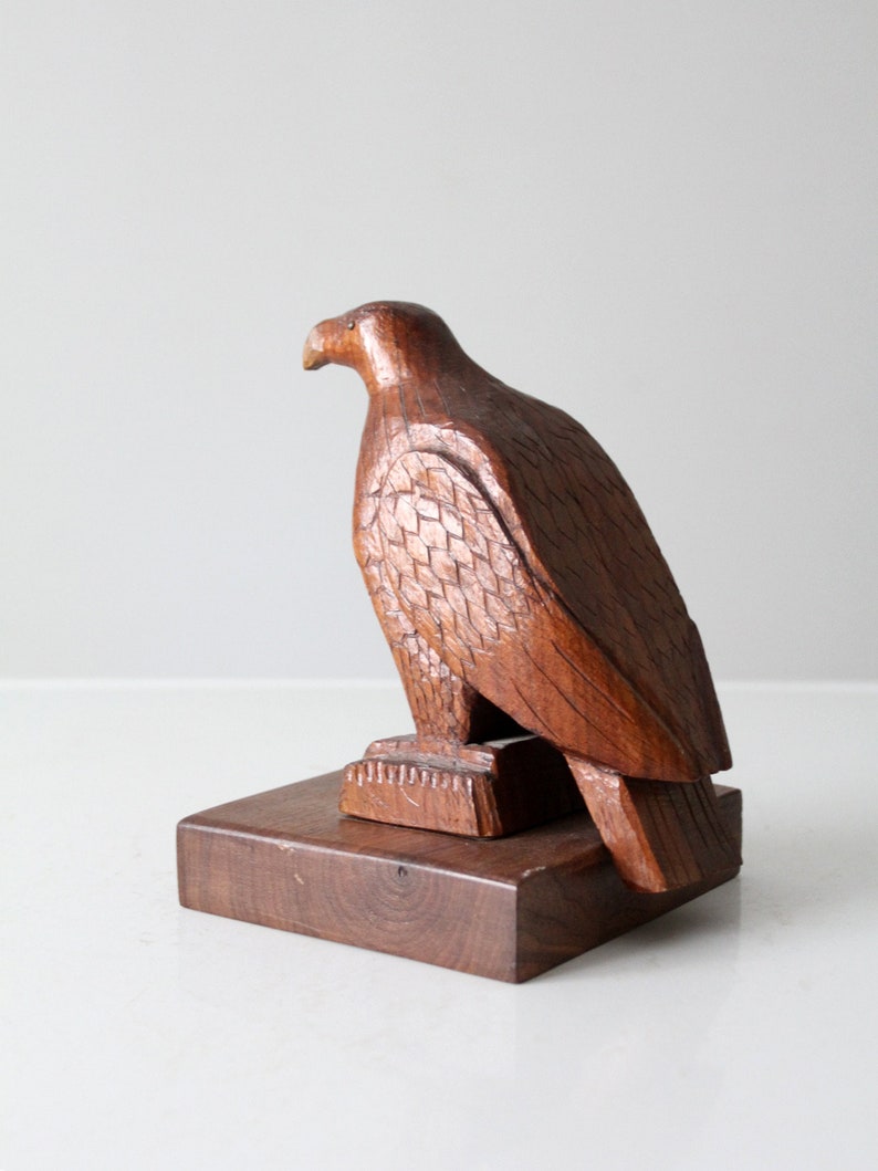 Vintage Handcarved Wood Eagle Statue Etsy