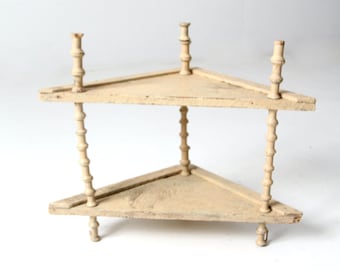 antique spool stand, Victorian corner shelf riser