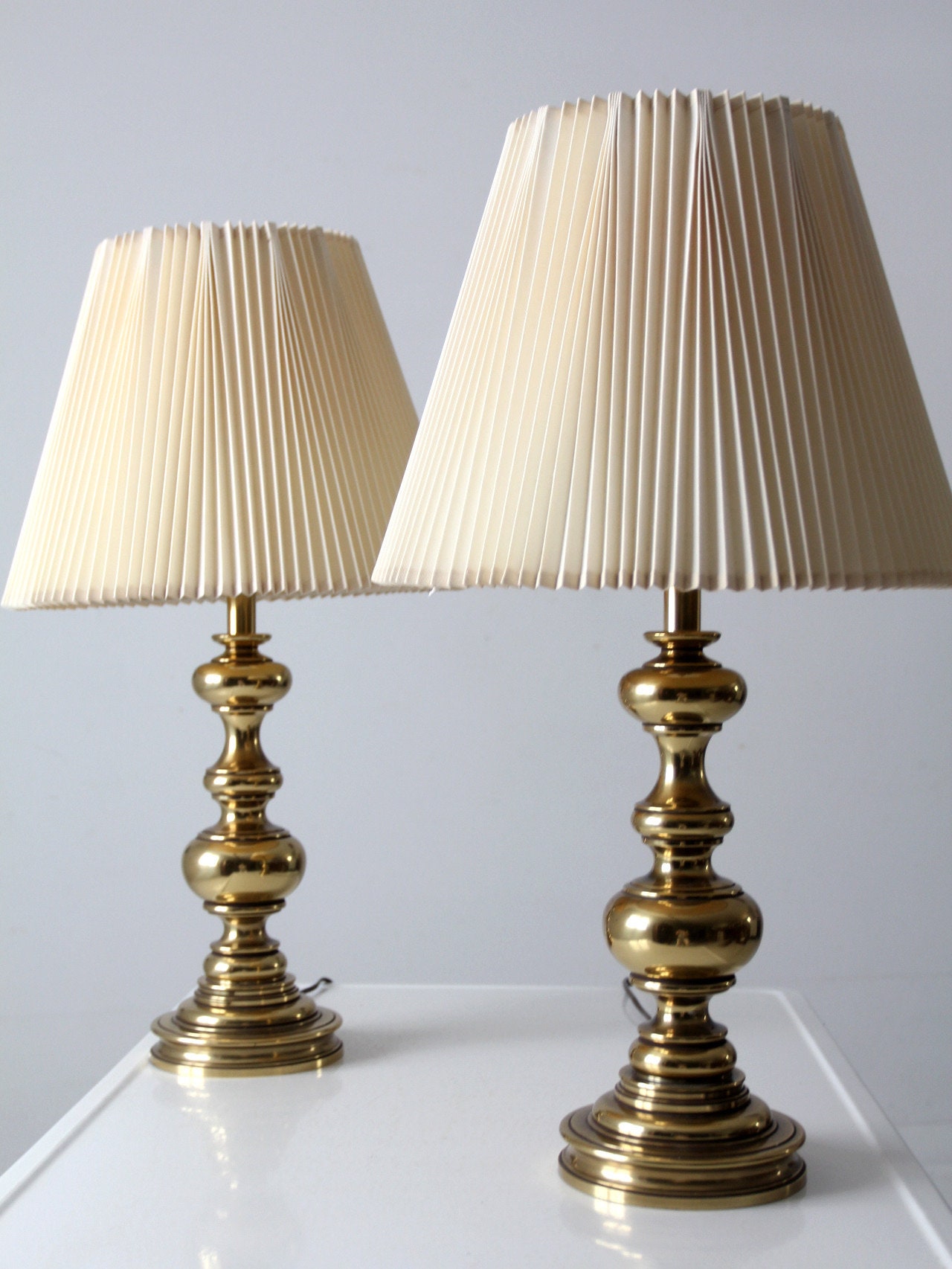 Pair Vintage Stiffel Brass Candlestick Style Table Lamps–  ReclaimedLuxuryChicago