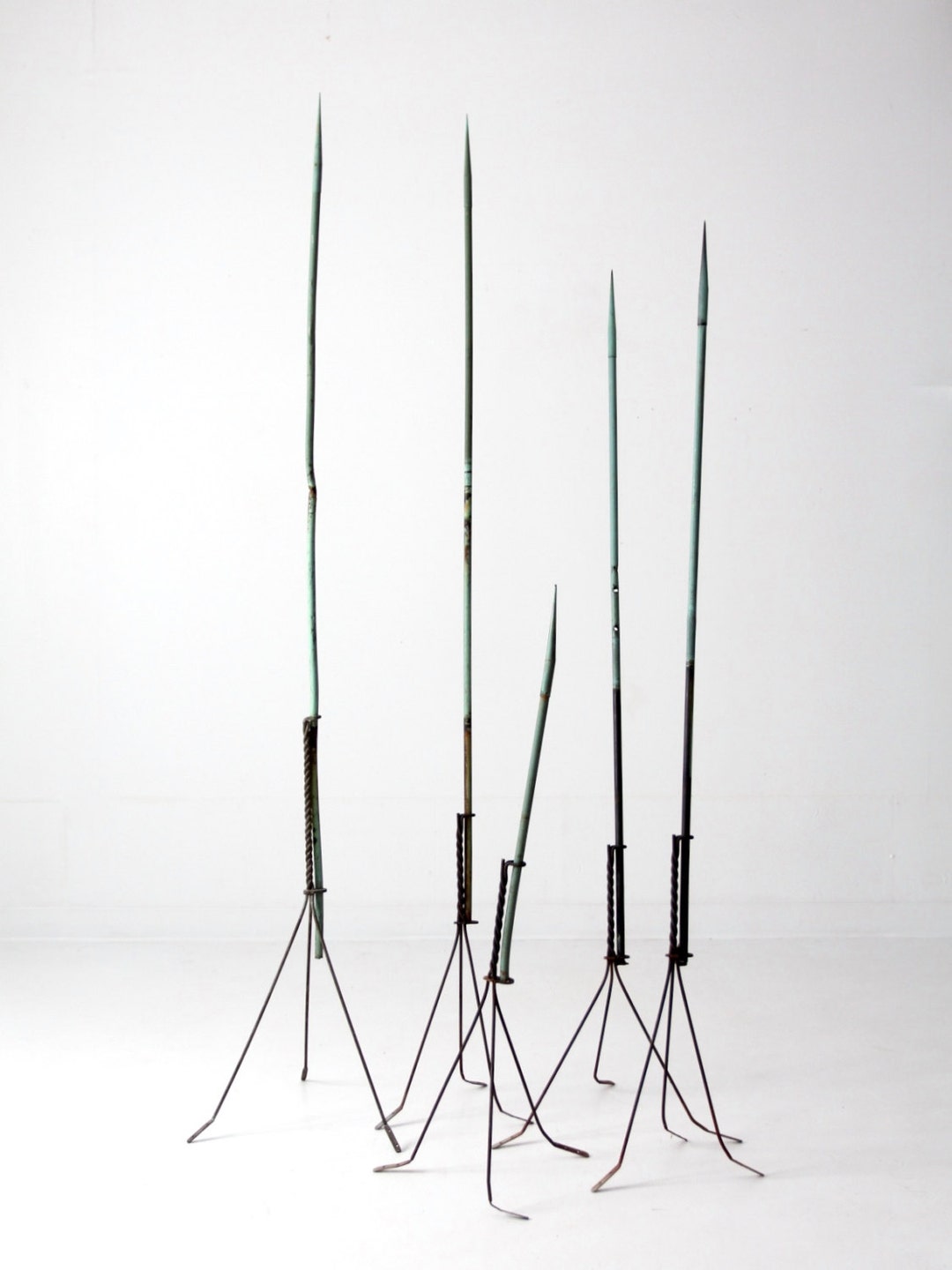 Antique American Lightning Rods, 5 Pc Collection Copper Verdigris Lightning  Rods 