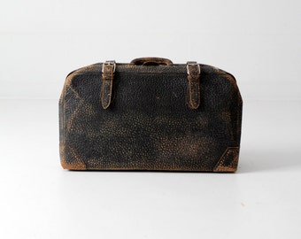 1930s leather suitcase, black luggage
