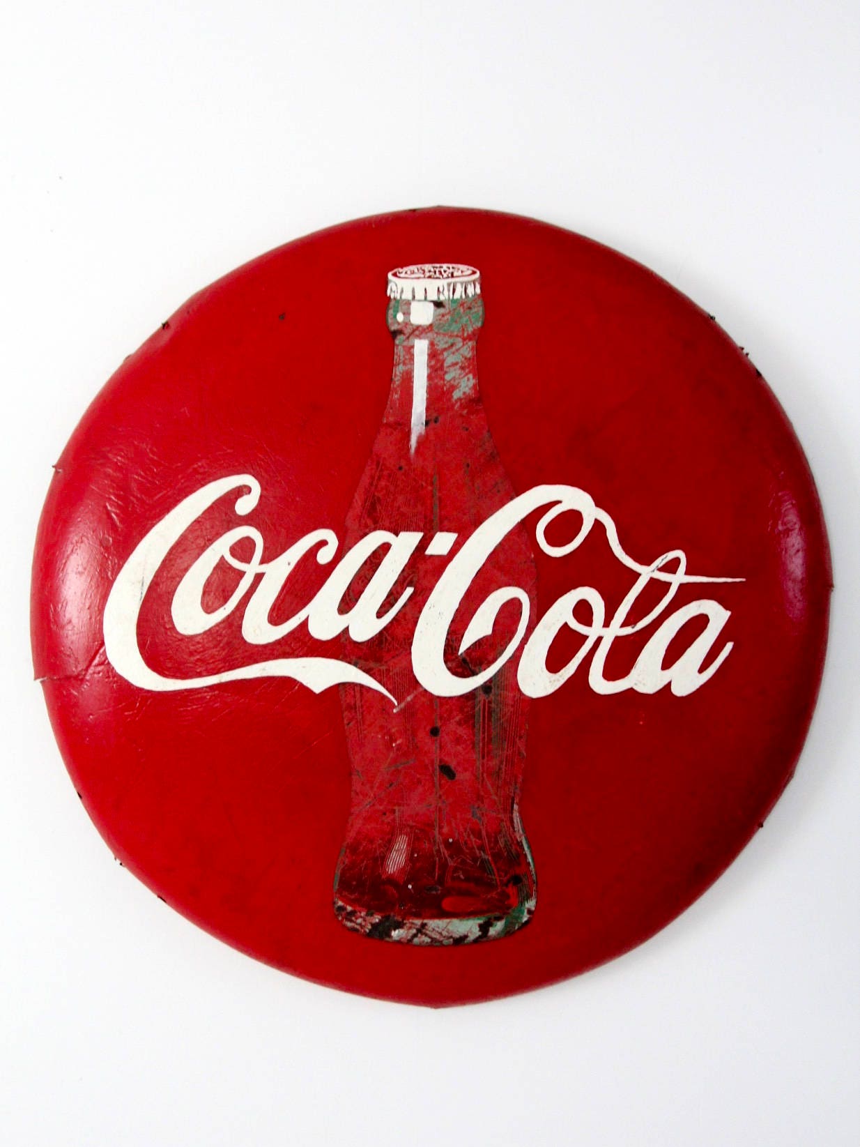 Vintage Coca-cola Sign, Large Metal Coke Button Sign - Etsy