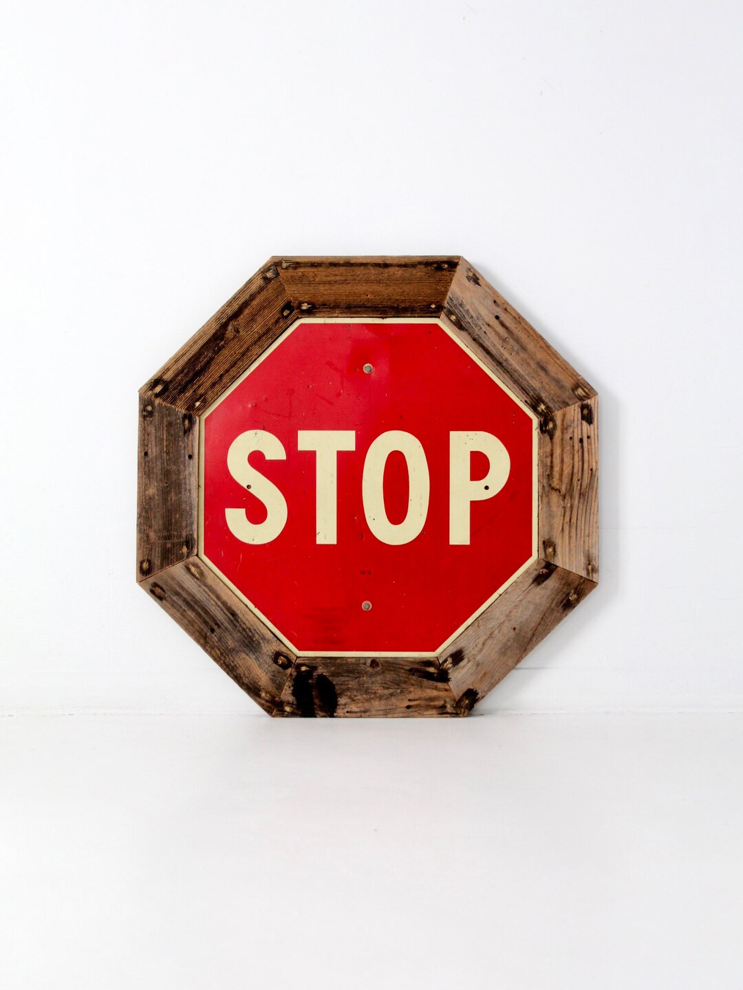 Vintage STOP Sign With Barn Wood Frame - Etsy