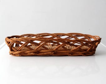 Cesta de pan de mimbre de estilo rústico francés vintage