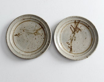 vintage studio pottery plates pair