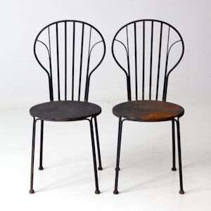 vintage metal patio chairs pair