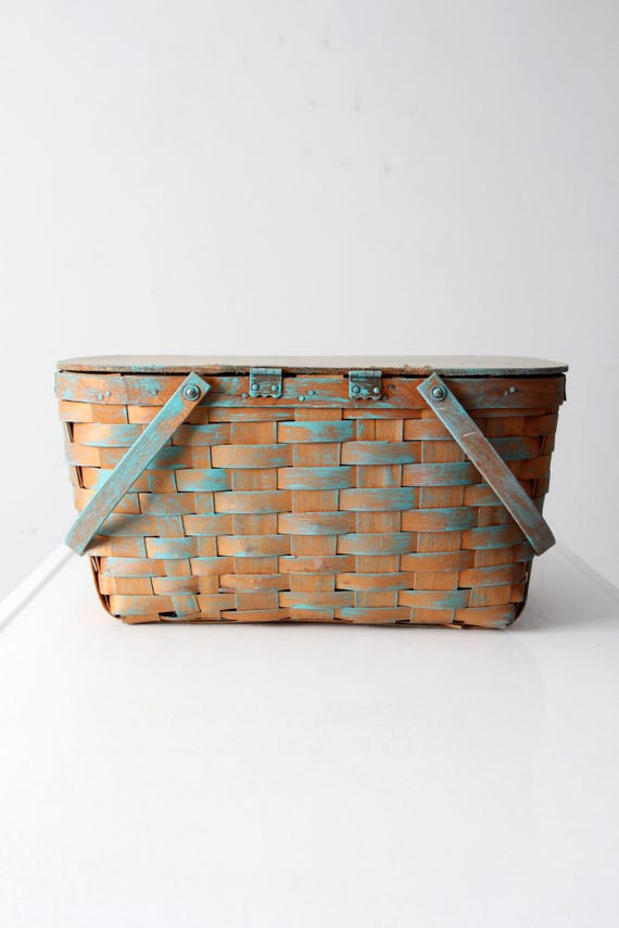 vintage splint weave picnic basket - image 8