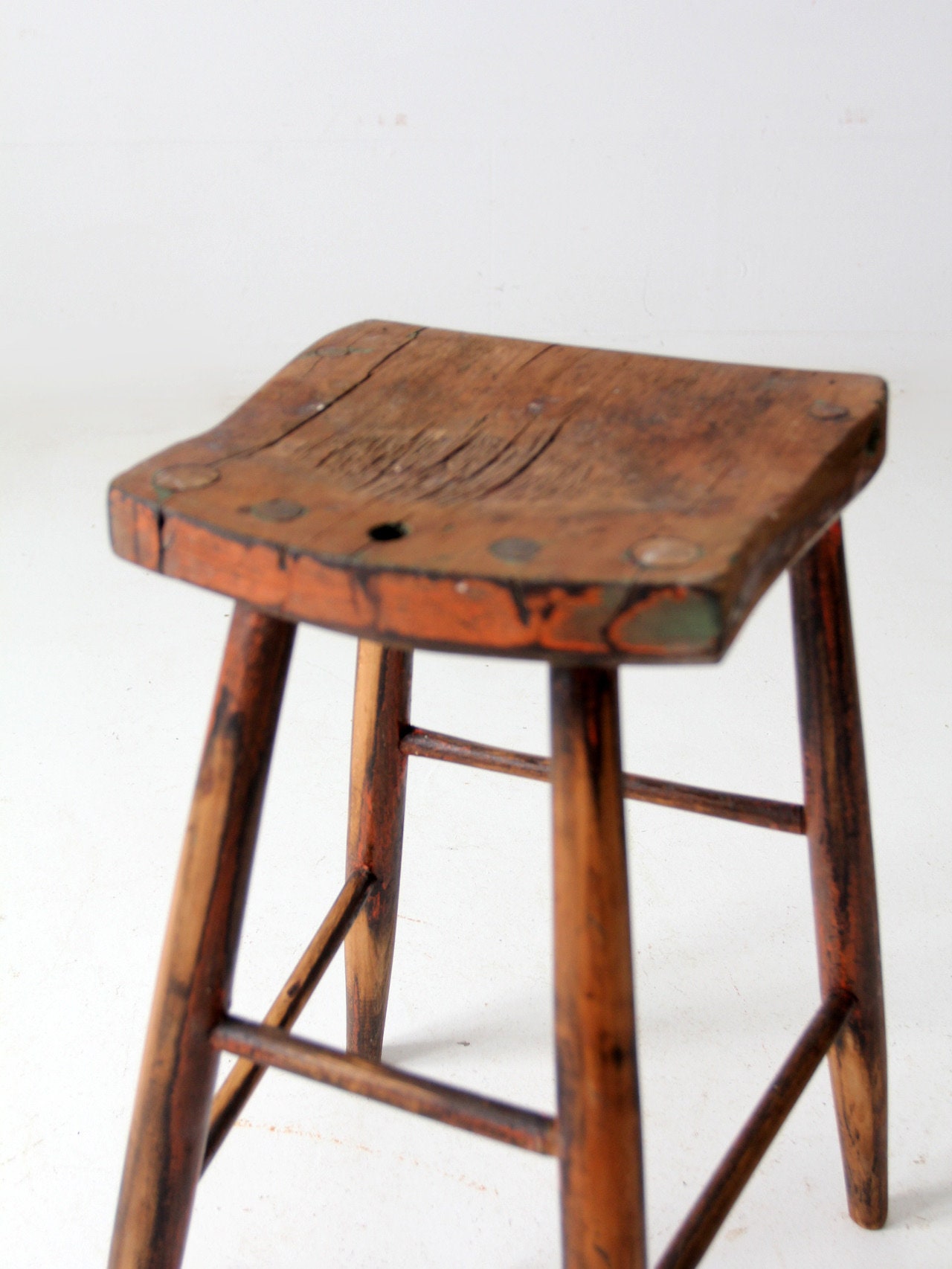 Antique Saddle Seat Wooden Stool - Etsy